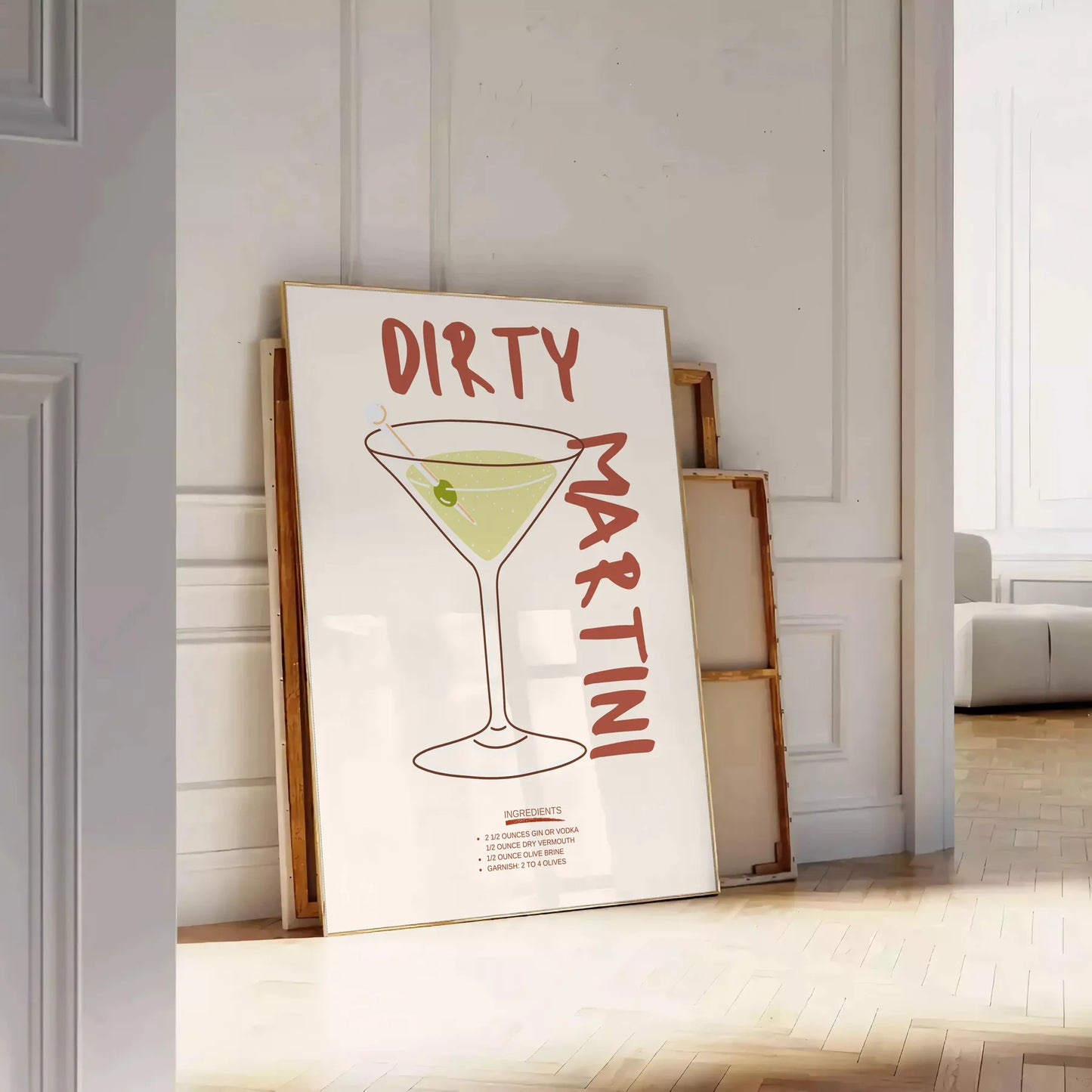 decor Dirty Martini Cocktail Poster chic blend white gray tones captivating wall art perfect lovers ideal gift space style sophistication standalone print