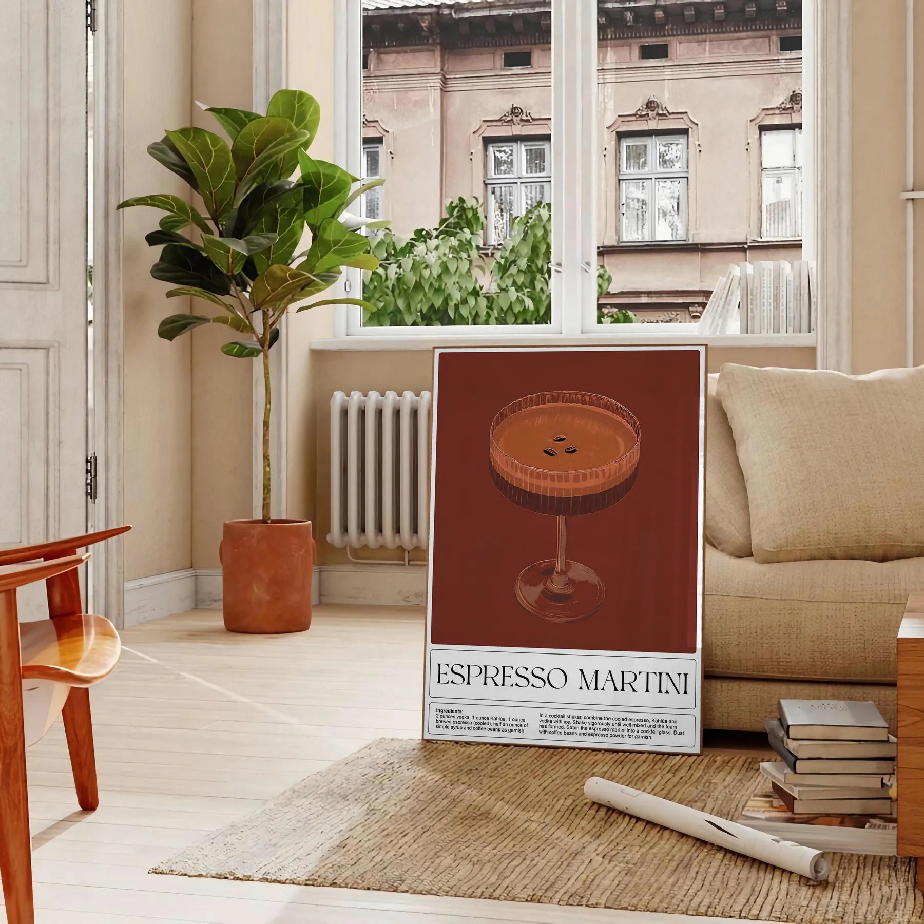 perfect blend flavor art Espresso Martini cocktail poster rich browns vibrant greens stunning wall ideal gift enthusiasts space