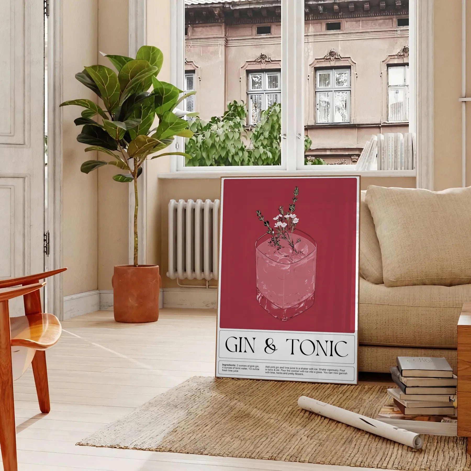 space captivating gin tonic cocktail poster rich black brown tones wall art thoughtful gift artwork style sophistication A4 cm A0 size today