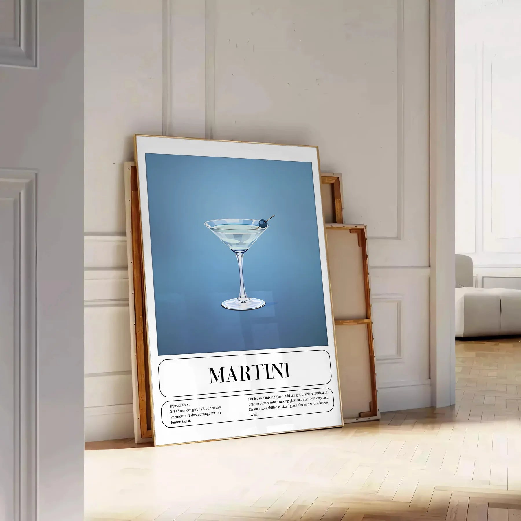 space striking Martini Cocktail poster sleek black vibrant green hues wall art unique gift artwork sophisticated touch room style