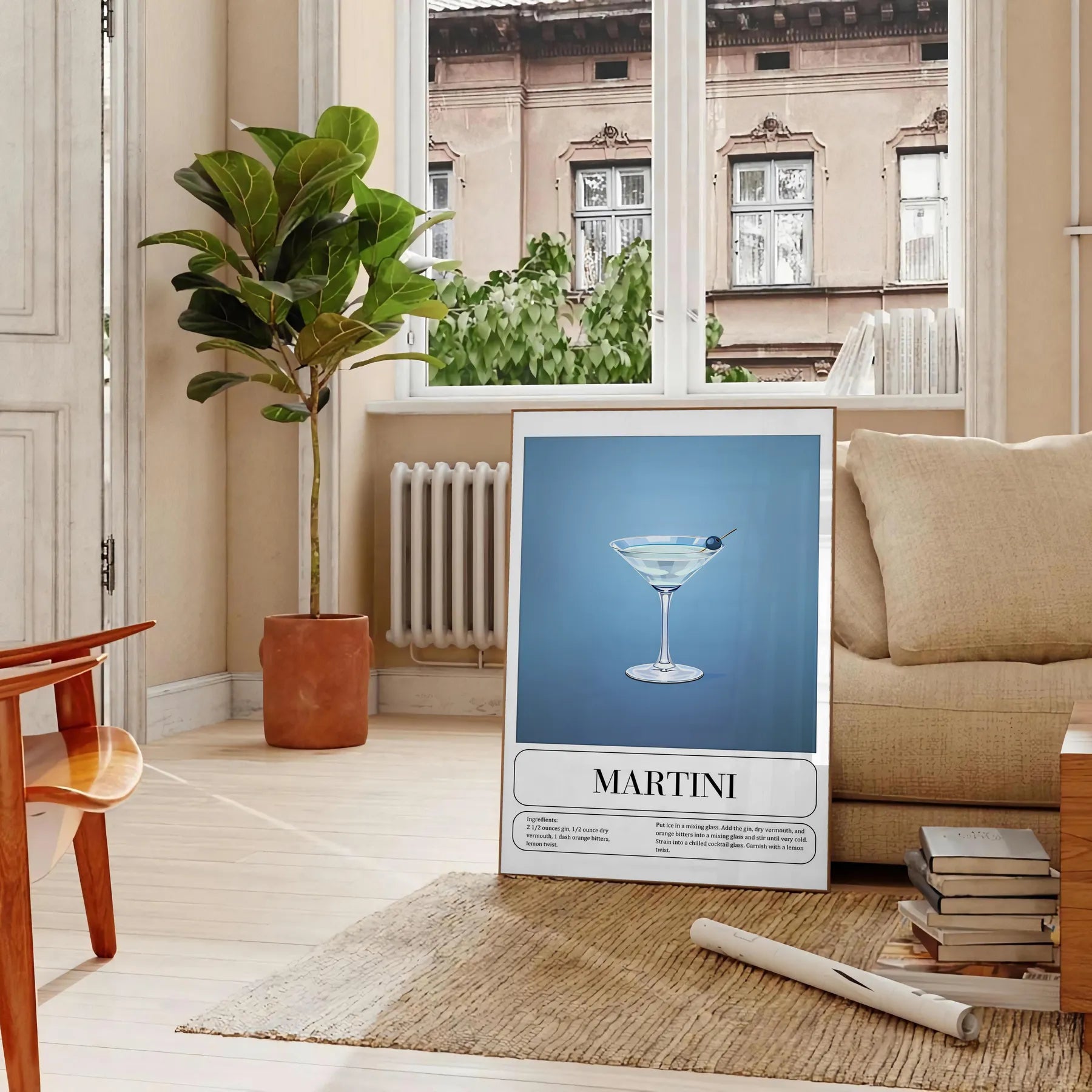 space striking Martini Cocktail poster sleek black vibrant green hues wall art unique gift artwork sophisticated touch room style